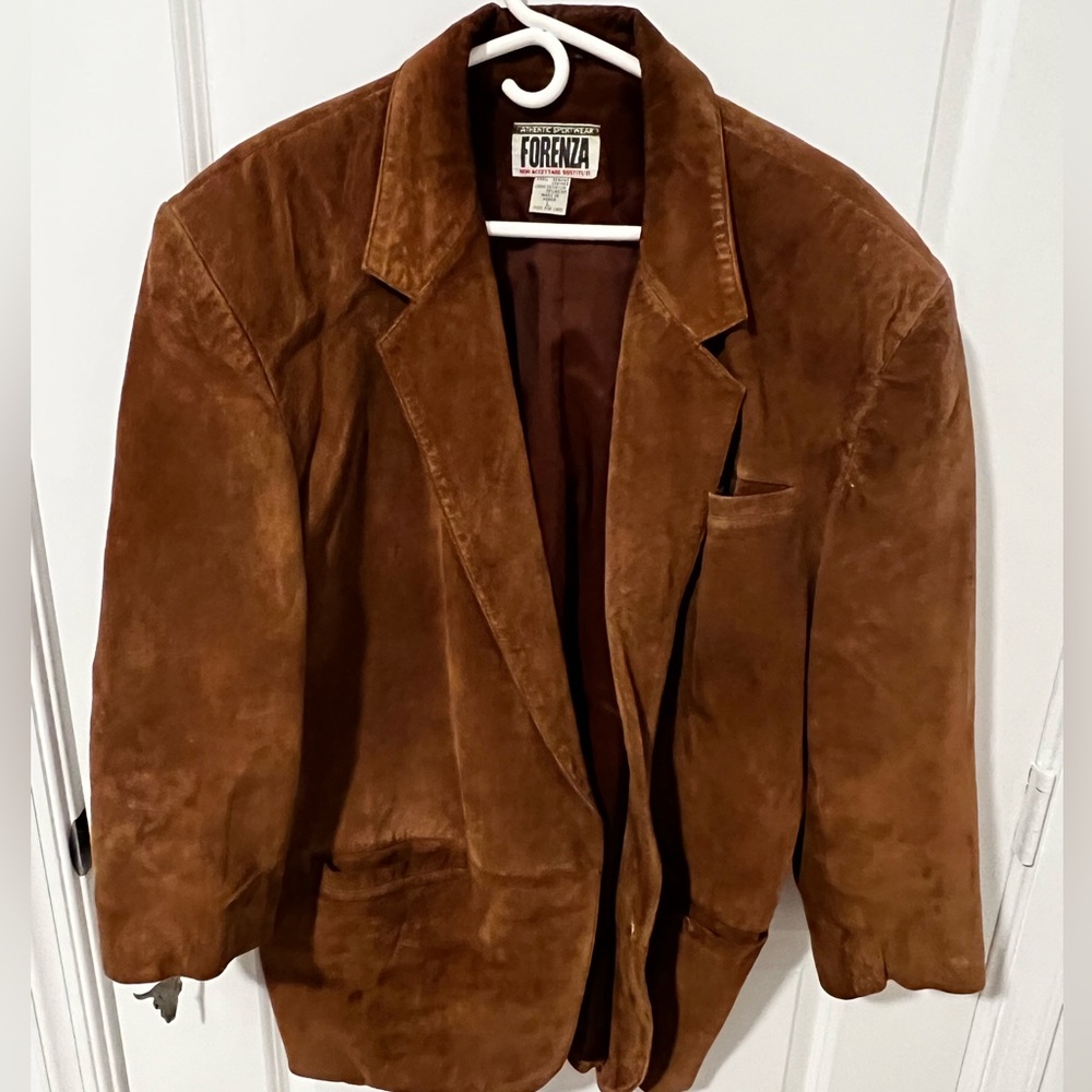 Leather - camel brown; coat/blazer. Brand - Forenza/Limited Express. Size L.